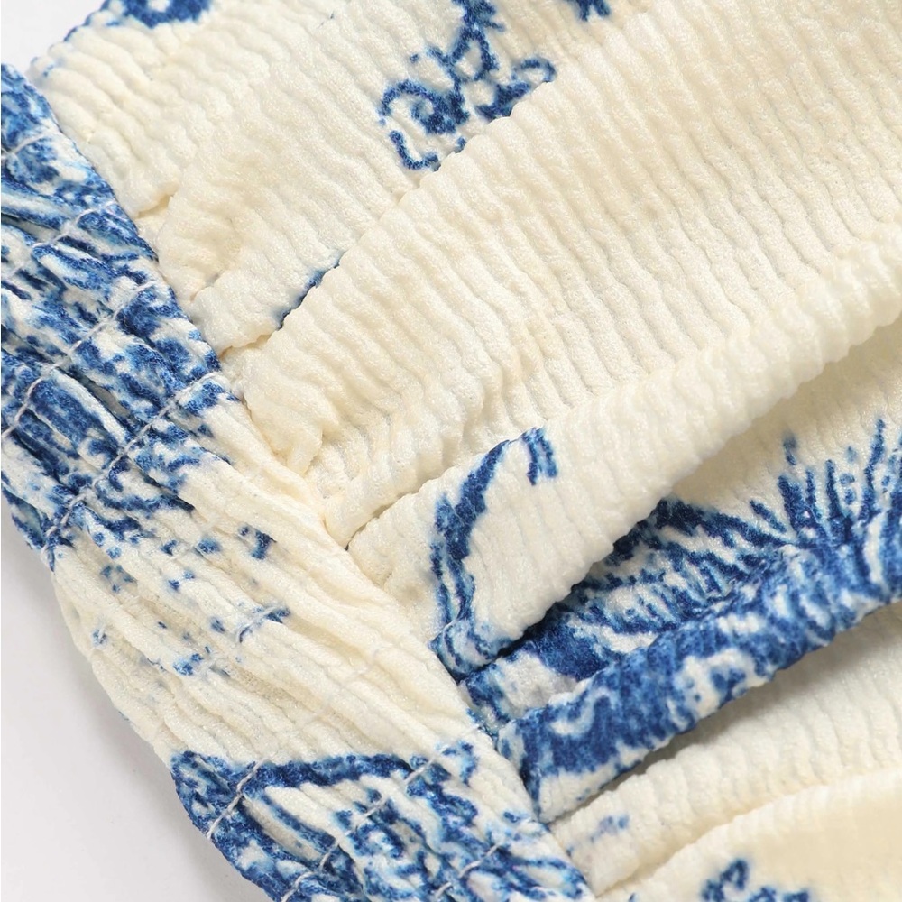 Blue and White toile de jouy Strapless Dress - Picture 10 of 11